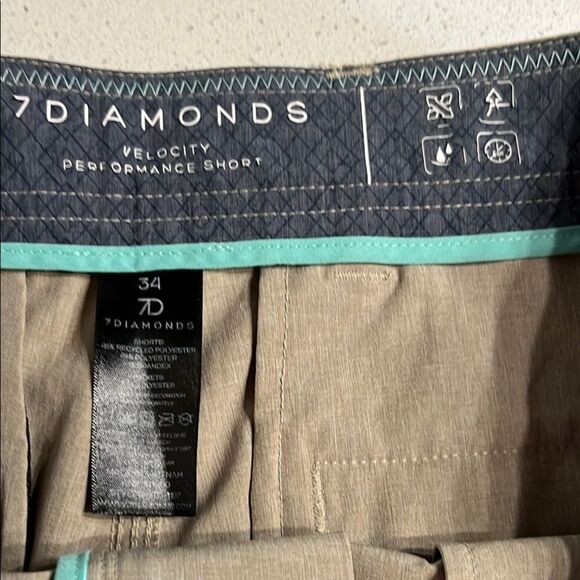 7 Diamonds Tan Flat Front Shorts Lightweight Size 34/10 - Picture 2 of 9